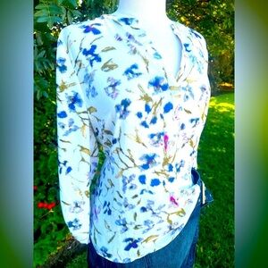NWT - DANIEL RAINN  Floral Blouse - Blue, White, and Green